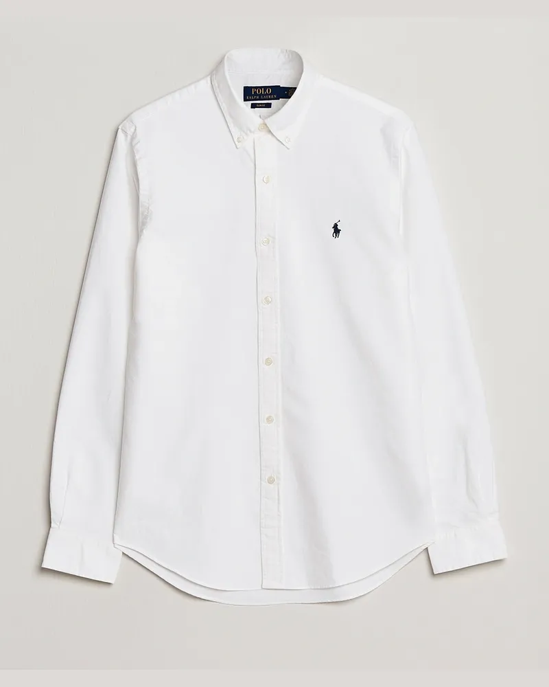 Ralph Lauren Slim Fit Garment Dyed Oxford Shirt White Weiß