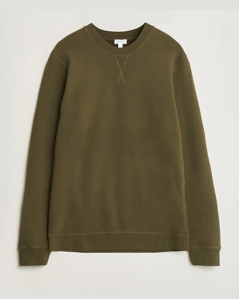 Sunspel Loopback Sweatshirt Loden Green Grün