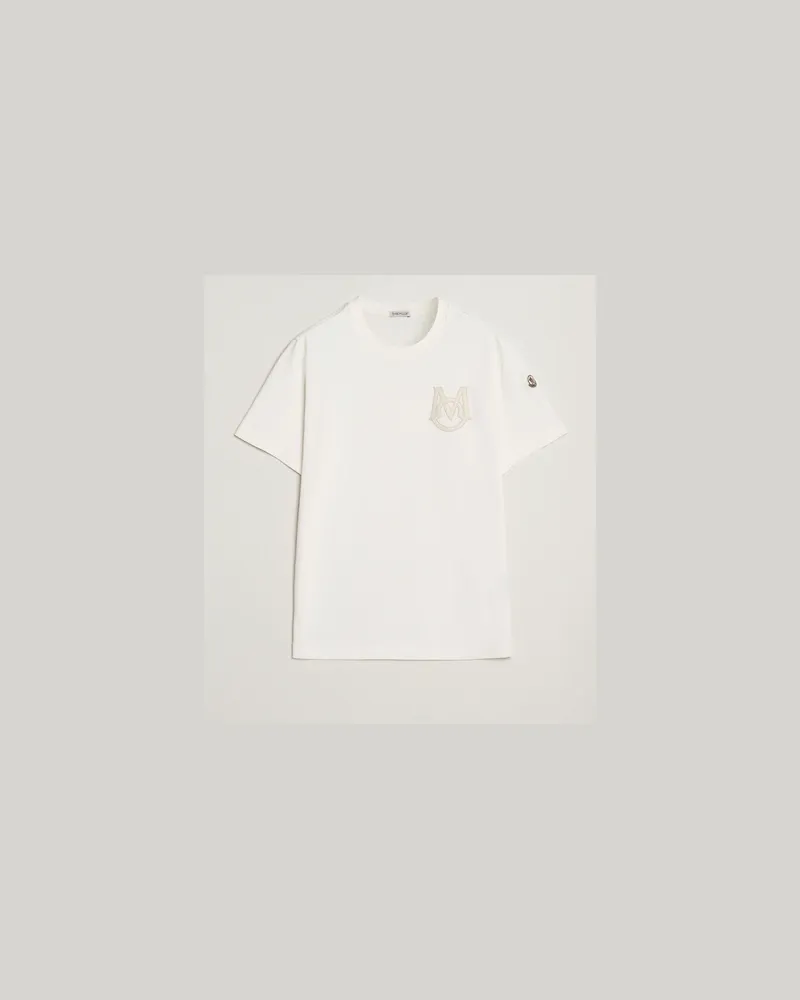 Moncler Embossed Logo T-Shirt Off White Weiß