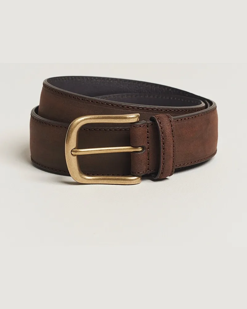 Crockett & Jones 3,5 cm Belt Dk Brown Rough-Out Suede Braun
