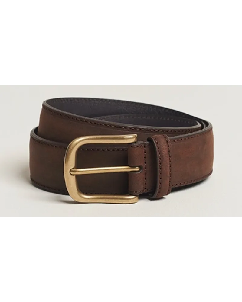 Crockett & Jones 3,5 cm Belt Dk Brown Rough-Out Suede Braun