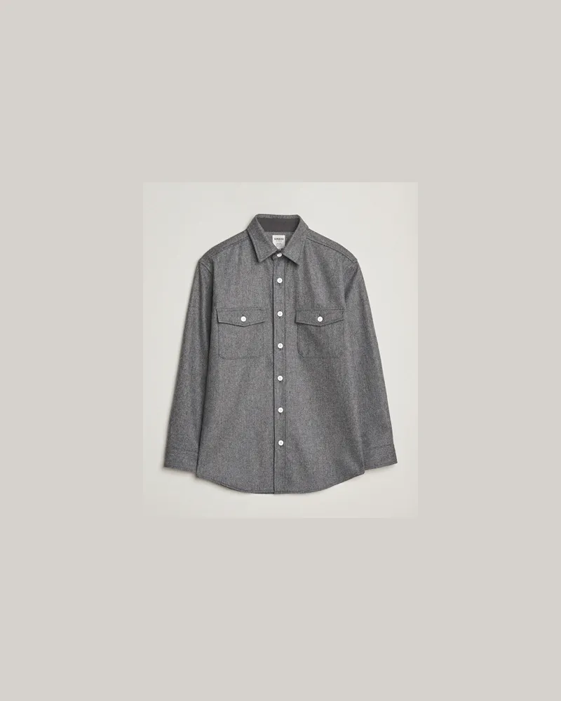 Kamakura Shirts Wool Flannel CPO Shirt Grey Melange Grau