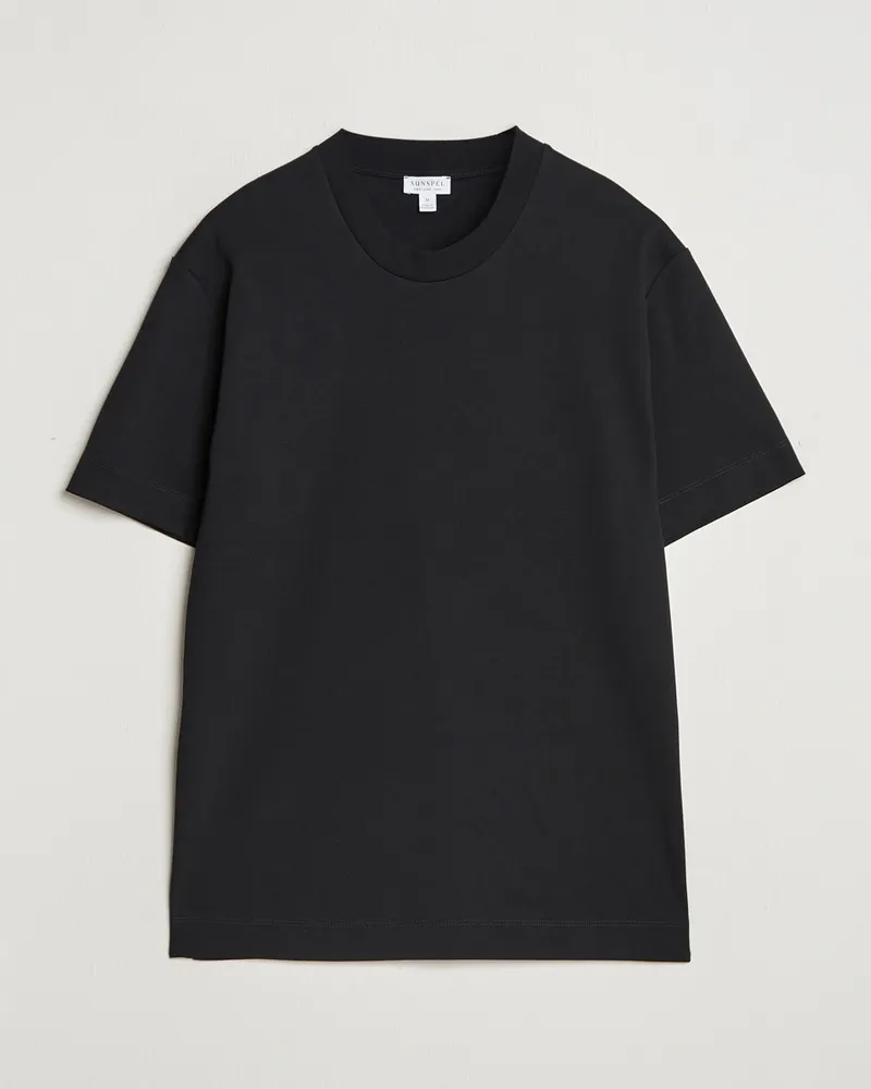 Sunspel Heavy Weight Supima Cotton T-Shirt Black Schwarz