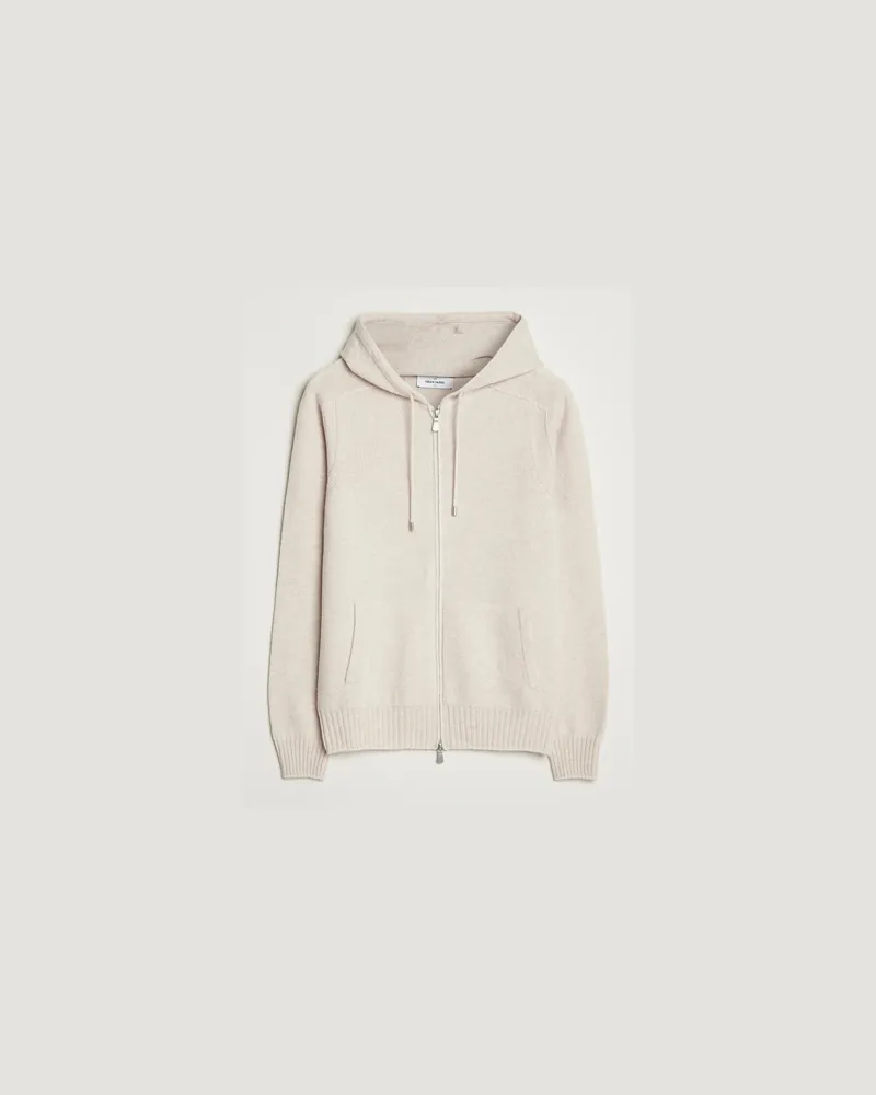 Gran Sasso Full Zip Wool Hoodie Cream Beige