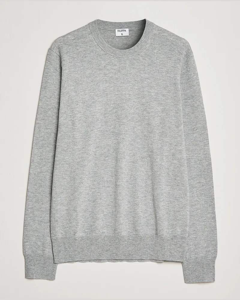 Filippa K Cotton Merino Basic Sweater Light Grey Melange Grau