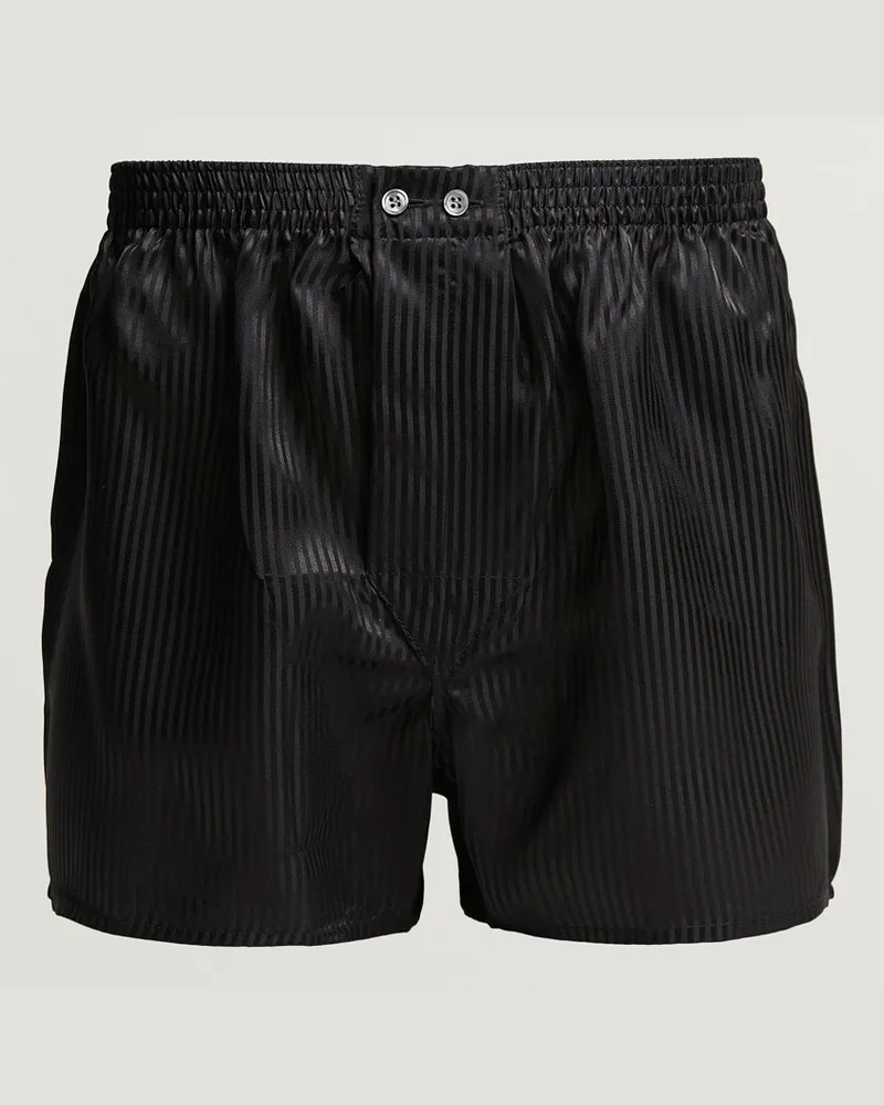 Derek Rose Classic Fit Silk Boxer Shorts Black Schwarz