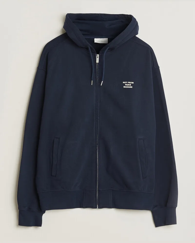 Drôle de Monsieur Slogan Full Zip Hoodie Navy Blau
