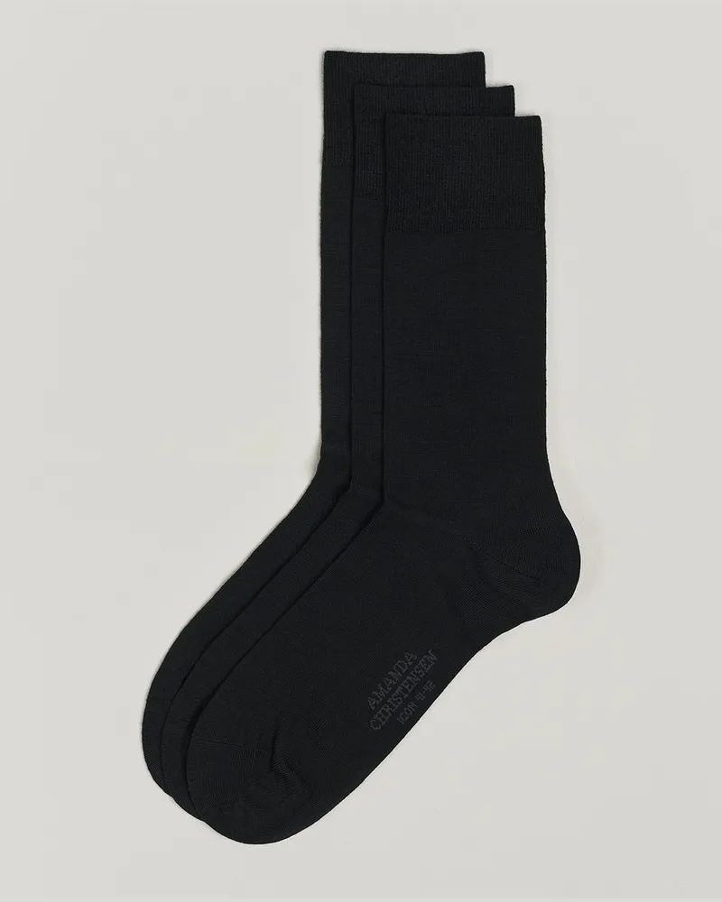 Amanda Christensen 3-Pack Icon Wool/Cotton Socks Black Schwarz