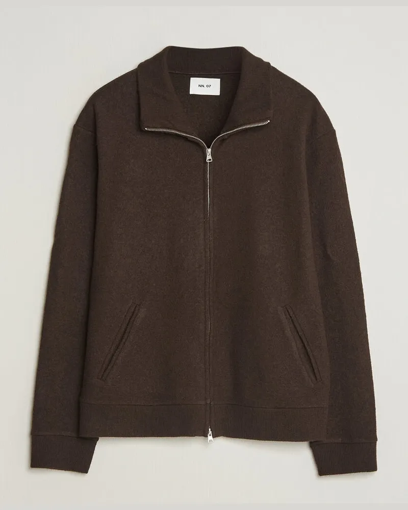 NN 07 Soft Boiled Wool Full Zip Deep Truffle Braun