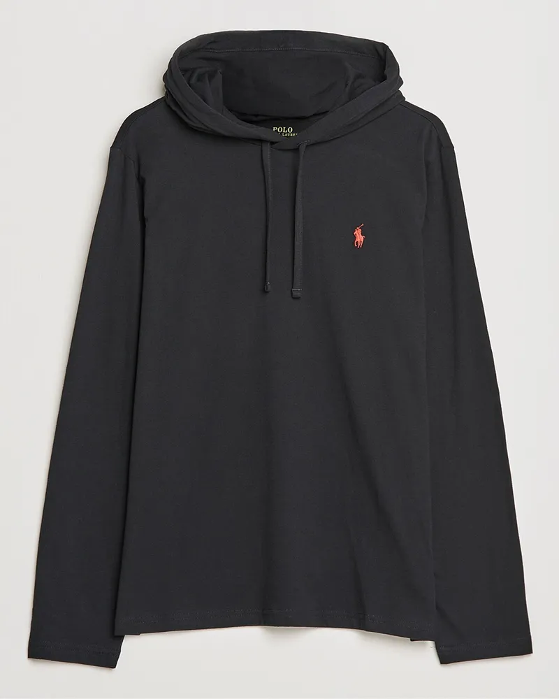 Ralph Lauren Long Sleeve Hooded T-Shirt Polo Black Schwarz