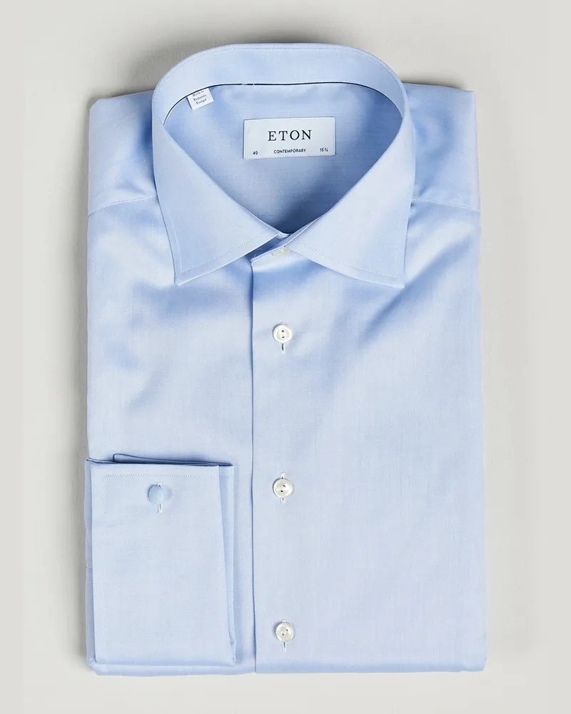 Eton Contemporary Fit Shirt Double Cuff Blue Blau