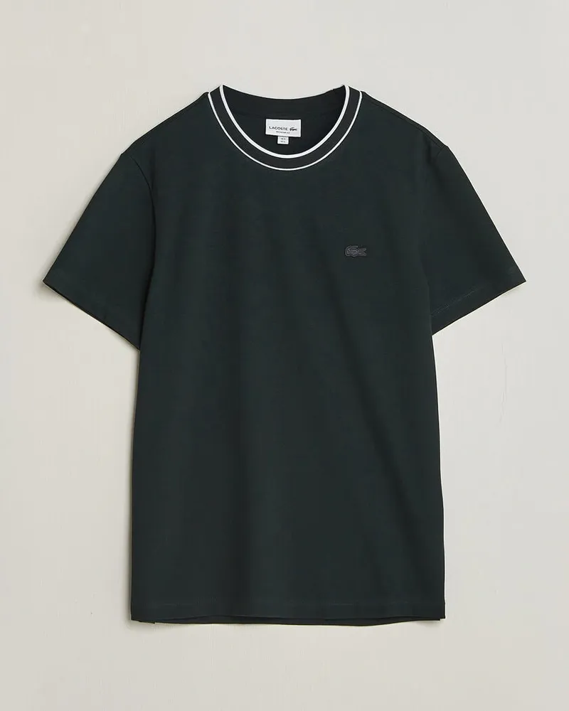 Lacoste Contrast Rib Piqué T-Shirt Dark Varech Grün
