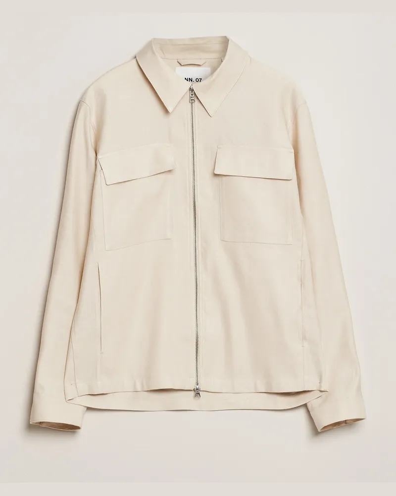 NN 07 Alban Cotton/Linen Overshirt Ivory Weiß