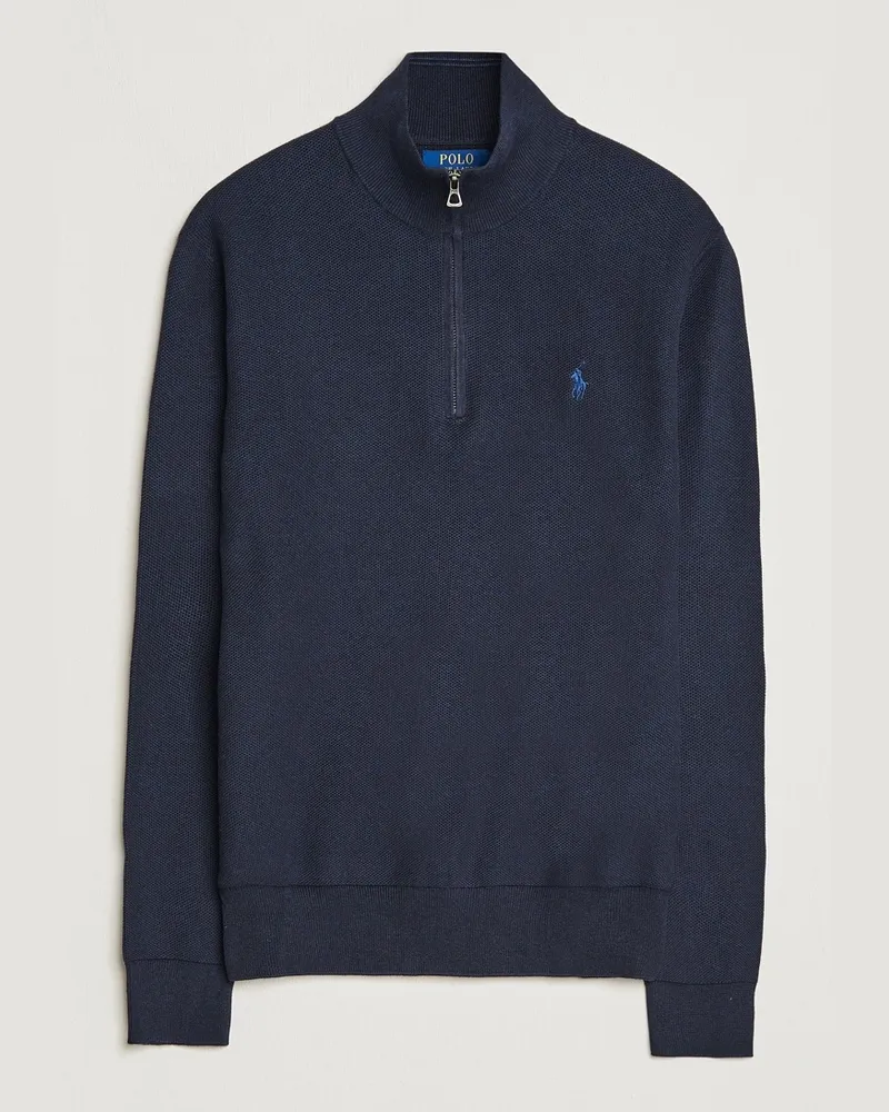 Ralph Lauren Textured Half Zip Navy Heather Blau