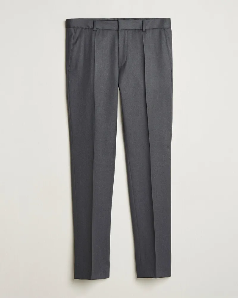 HUGO BOSS Genius Slim Fit Wool Trousers Dark Grey Grau