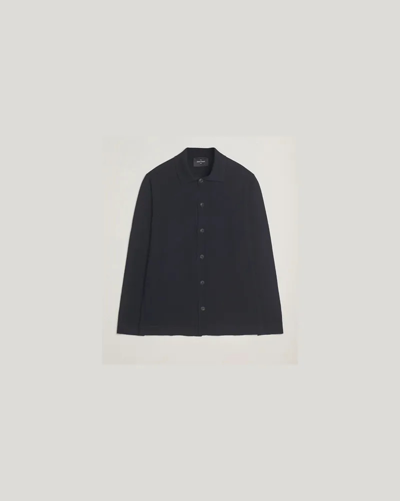 Gran Sasso Wool Knitted Cardigan Navy Blau