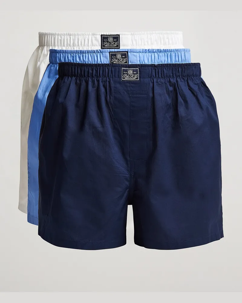 Ralph Lauren 3-Pack Woven Boxer White/Blue/Navy Weiß