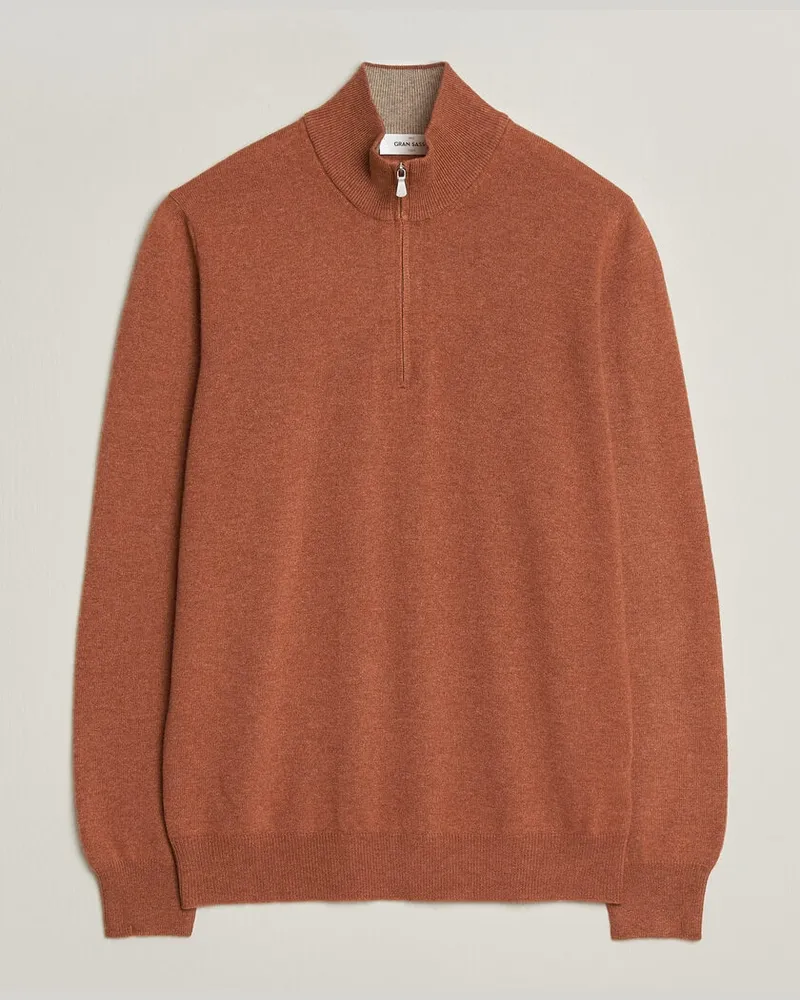 Gran Sasso Wool/Cashmere Half Zip Rust Orange Orange