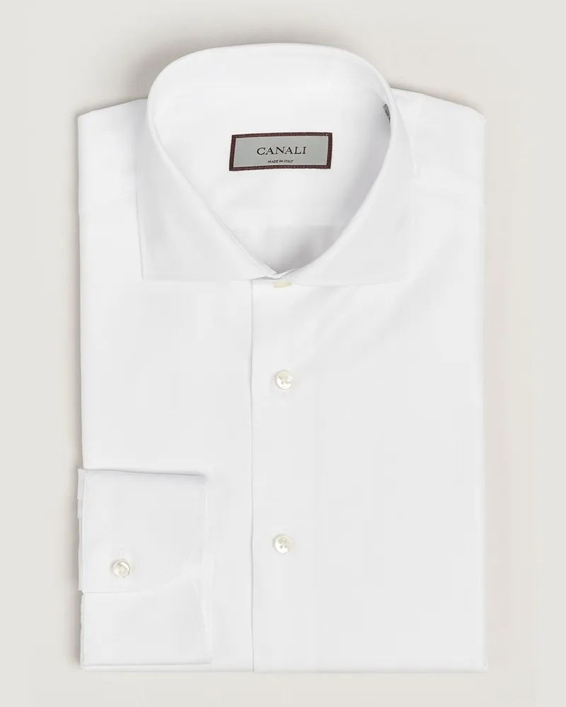 Canali Slim Fit Cotton Shirt White Weiß