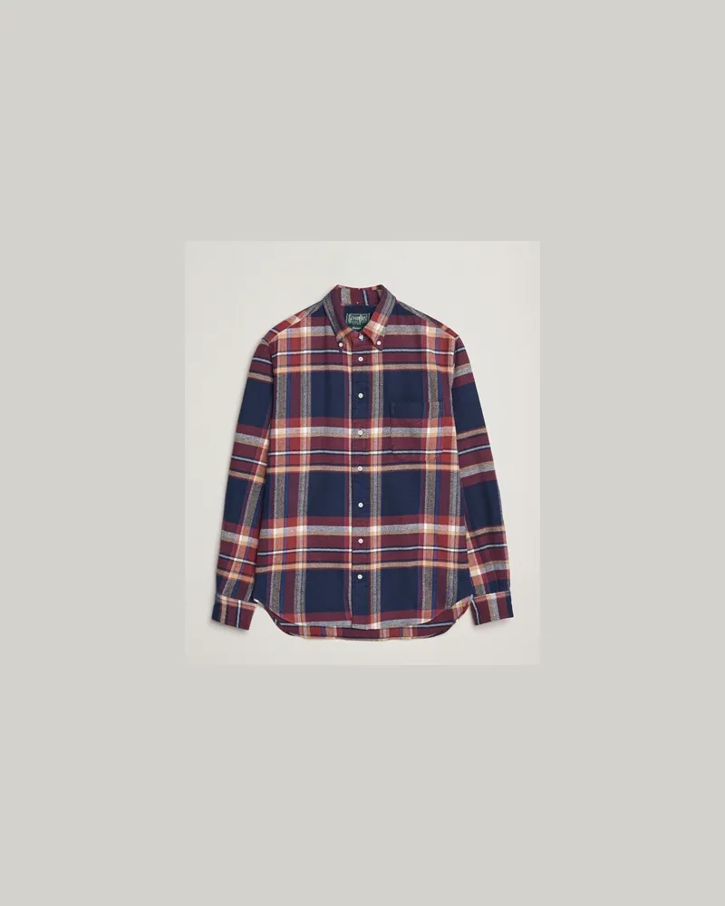 Gitman Vintage Brushed Winter Madras Button Down Shirt Rose/Navy Blau