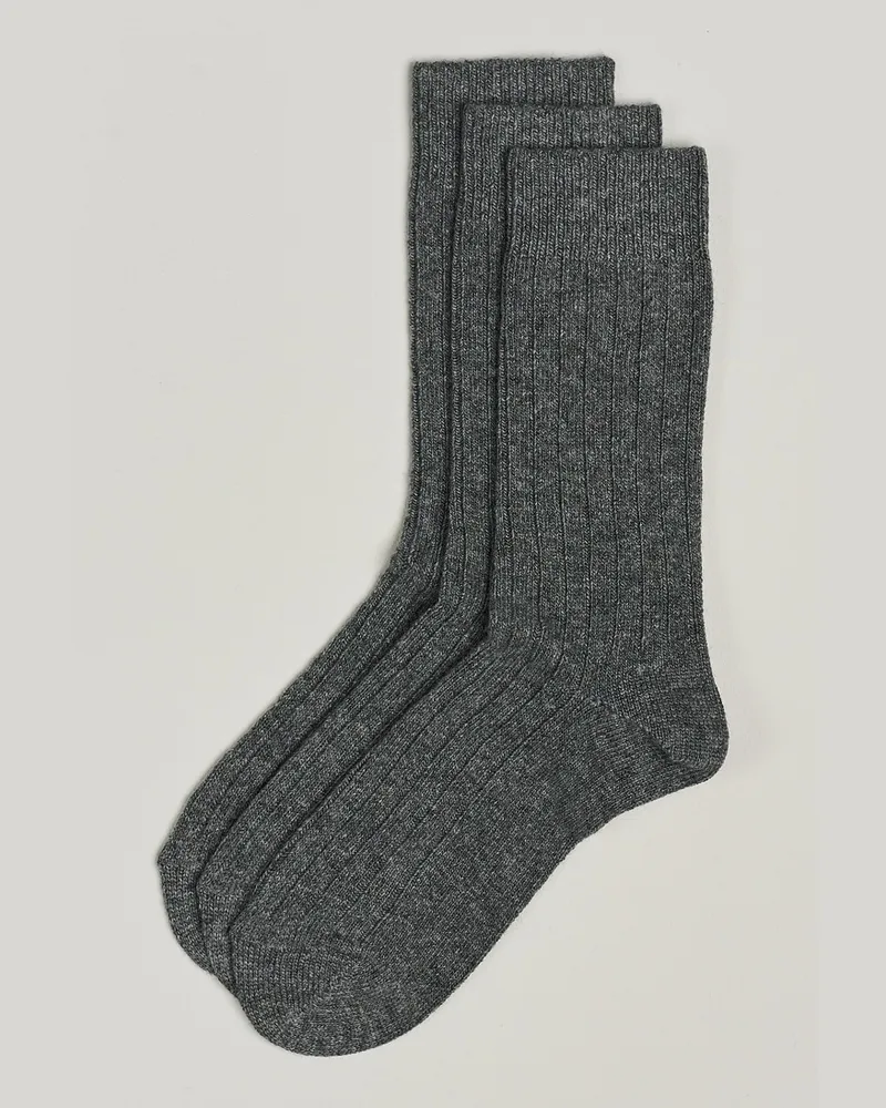Amanda Christensen 3-Pack Supreme Wool/Cashmere Sock Grey Melange Grau