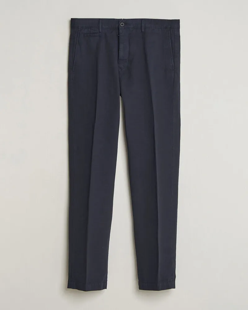 Incotex Regular Fit Cotton/Linen Slacks Navy Blau