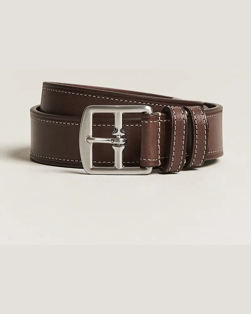 Anderson's Bridle Stiched 3,5 cm Leather Belt Brown Braun