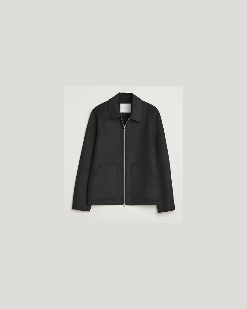 Samsøe & Samsøe Sapaulo Wool Full Zip Shirt Jacket Black Schwarz