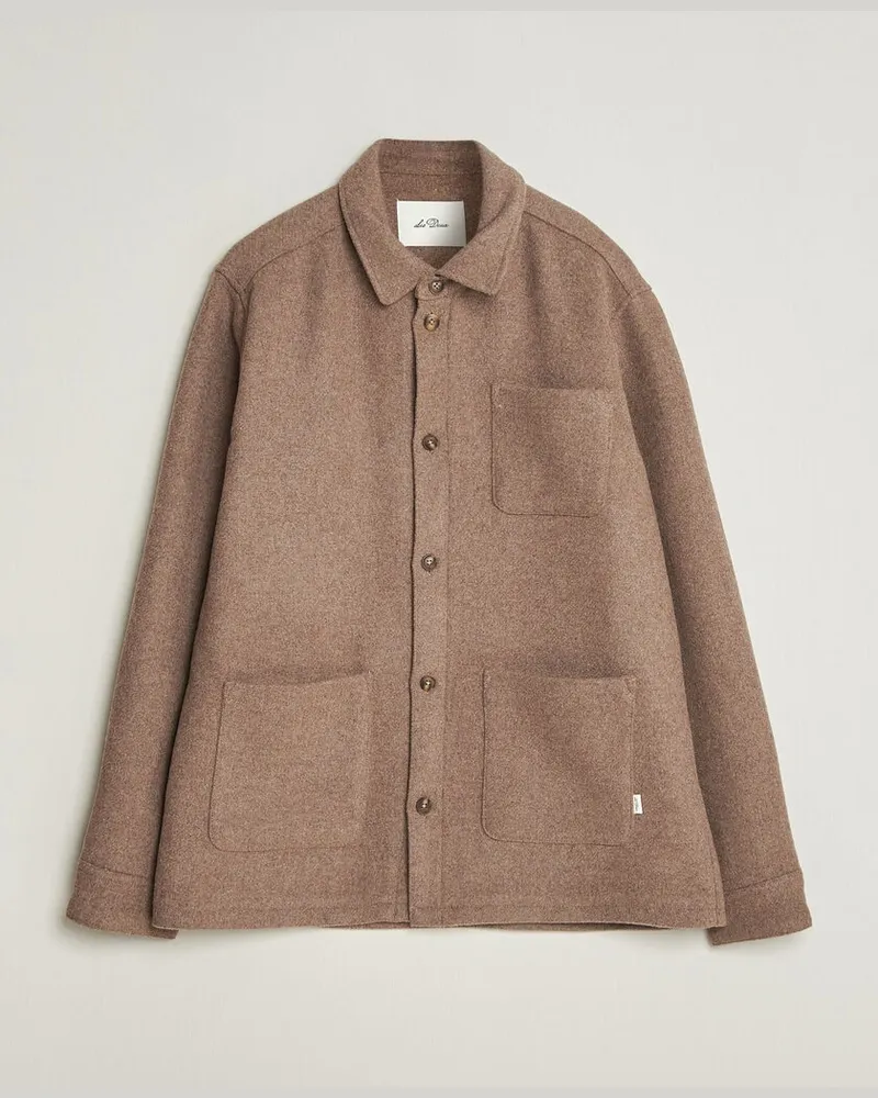 LES DEUX Wool Overshirt Dark Sand Melange Braun