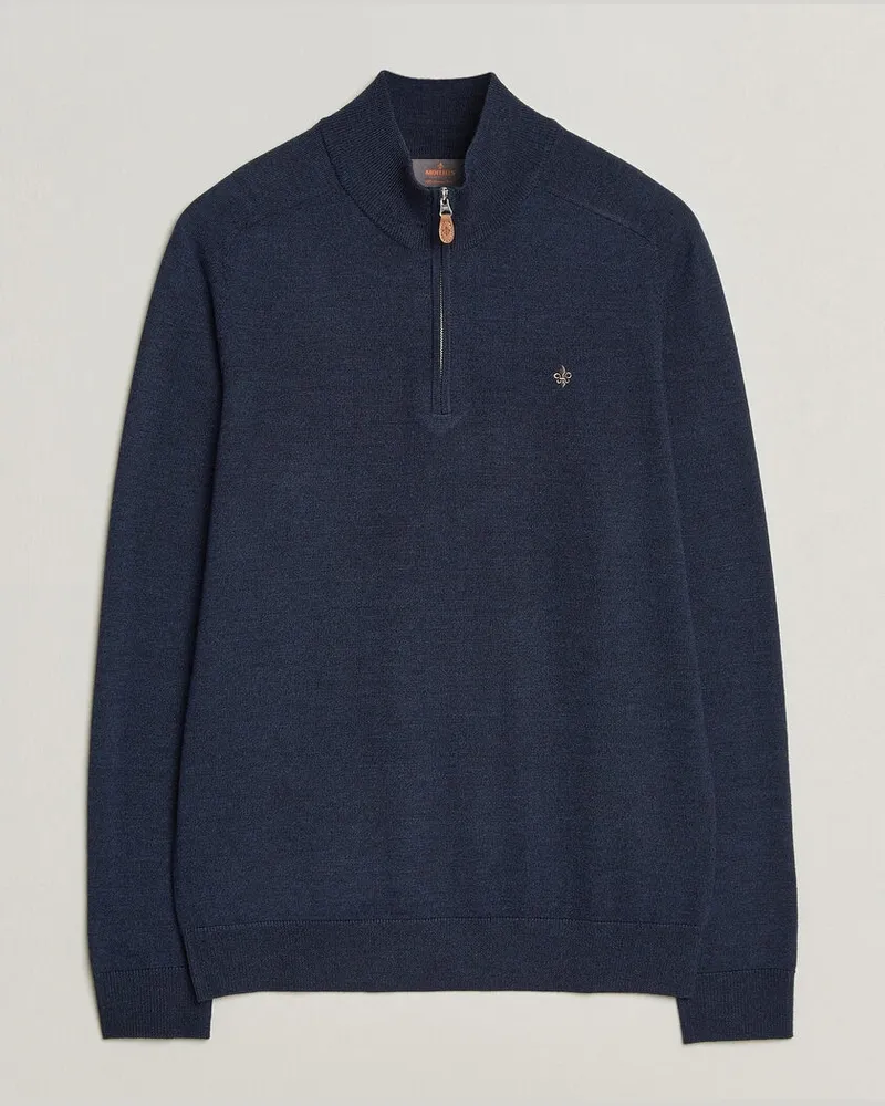 Morris John Merino Half Zip Ocean Blue Blau