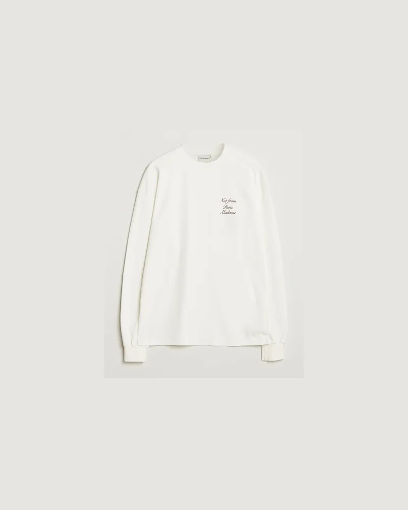 Drôle de Monsieur Slogan Calligraphy Long Sleeve T-shirt Off White Weiß