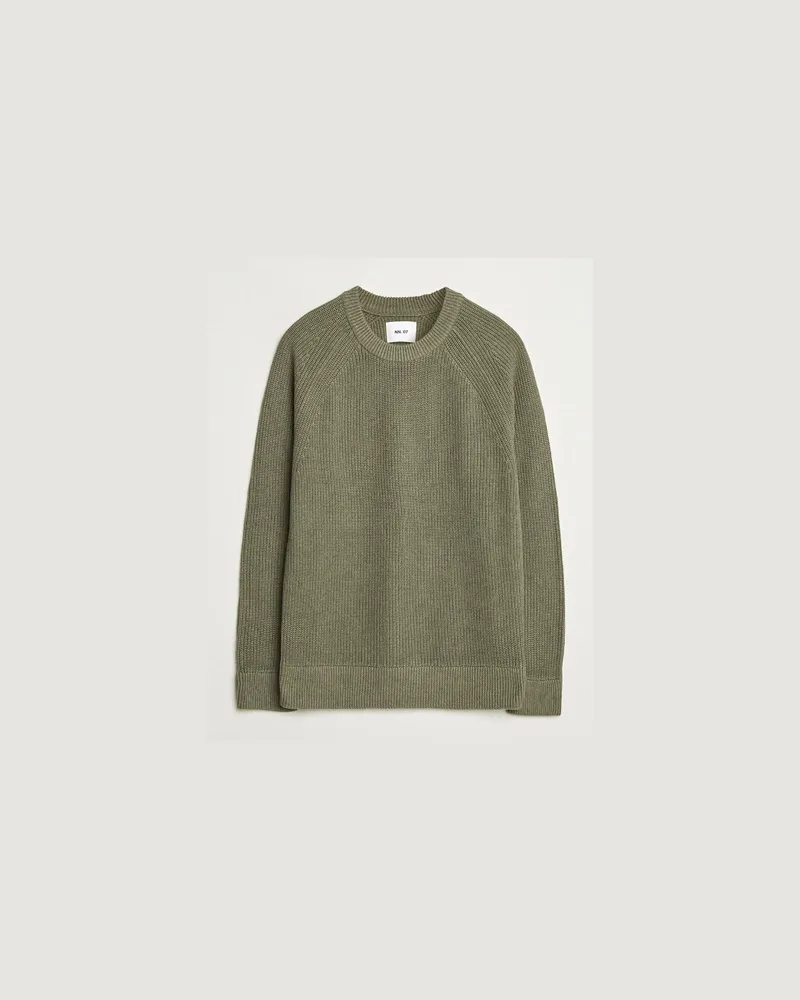 NN 07 Jacobo Cotton Knitted Sweater Capers Green Grün