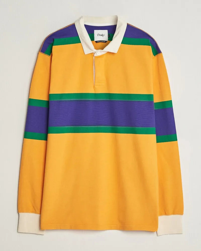 Drake's Drake Block Stripe Rugby Yellow Gelb
