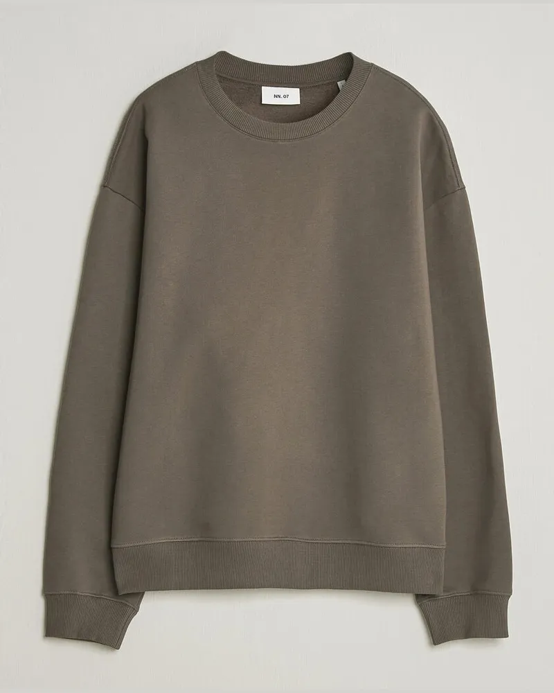 NN 07 David Crew Neck Sweatshirt Mable Husk Braun