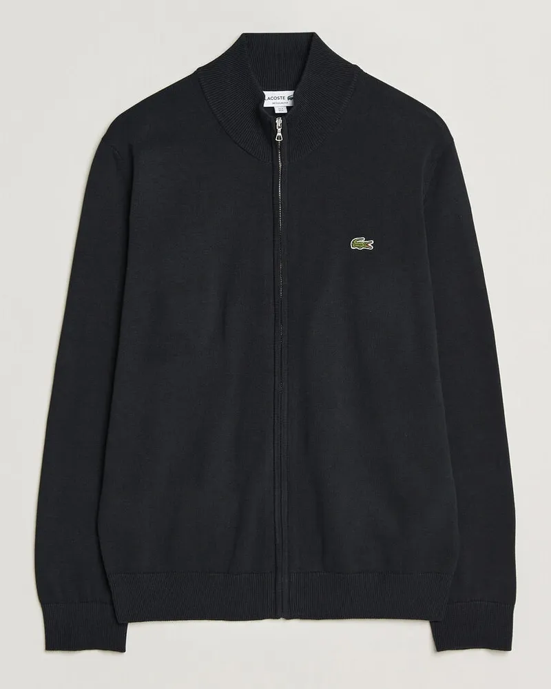 Lacoste Cotton Knitted Full Zip Black Schwarz