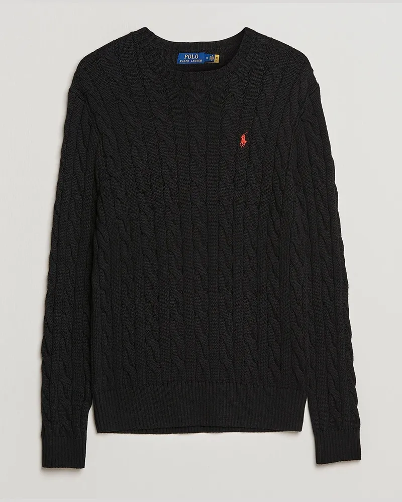 Ralph Lauren Cotton Cable Pullover Polo Black Schwarz