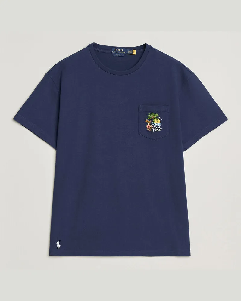 Ralph Lauren Jersey Printed T-Shirt Dark Cobalt Blau