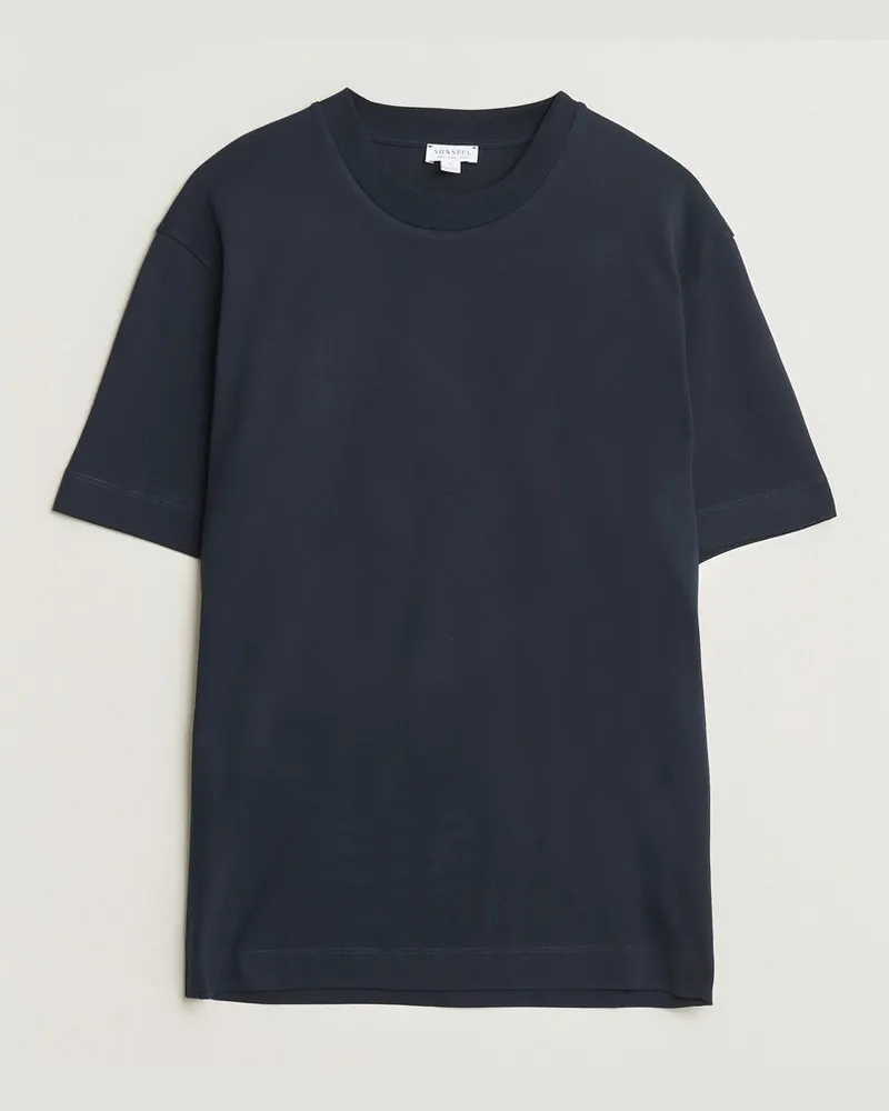 Sunspel Heavy Weight Supima Cotton T-Shirt Midnight Navy Blau