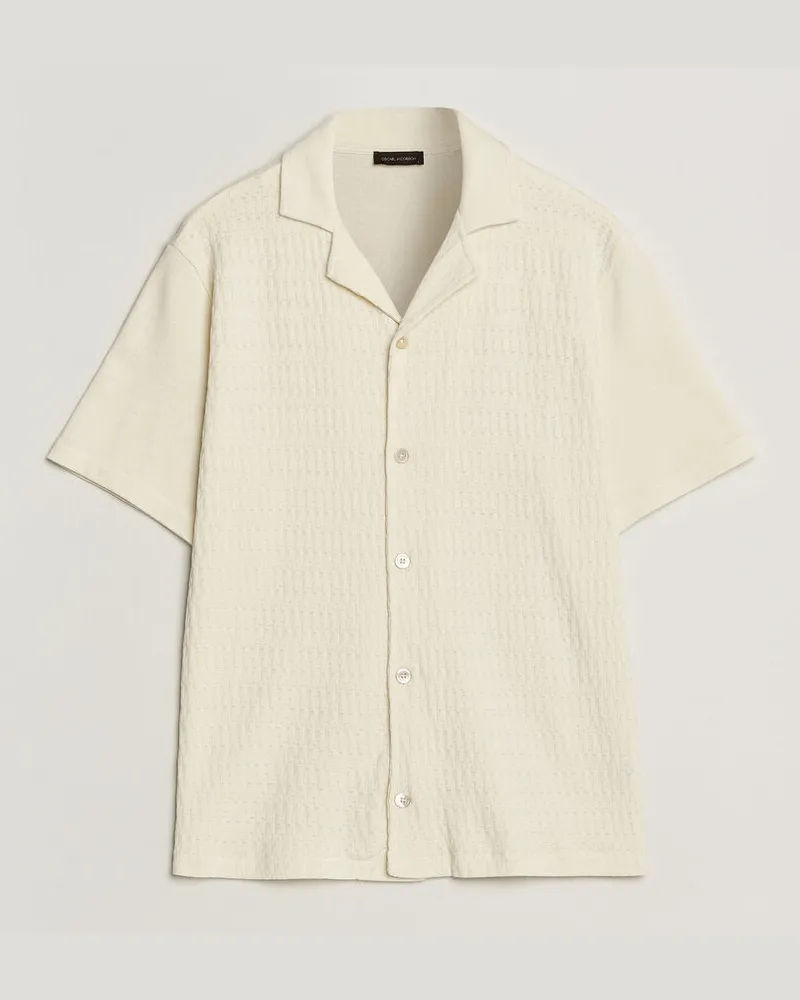 Oscar Jacobson Kirk Knitted Short Sleeve Shirt Off White Weiß