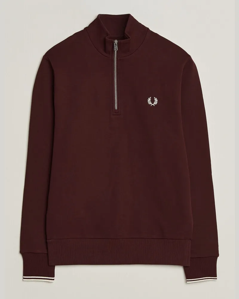 Fred Perry Half Zip Sweatshirt Oxblood Rot