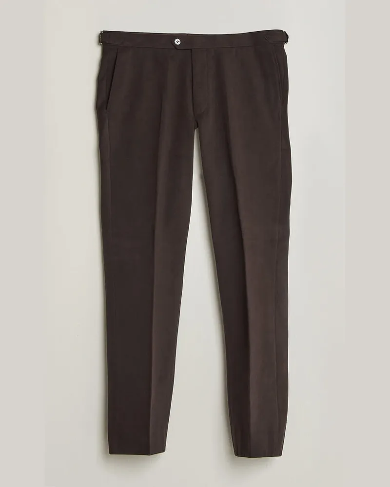 Oscar Jacobson Dandy Brushed Cotton Trousers Brown Braun