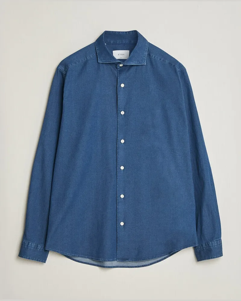 Eton Casual Fit Denim Shirt Dark Wash Blau