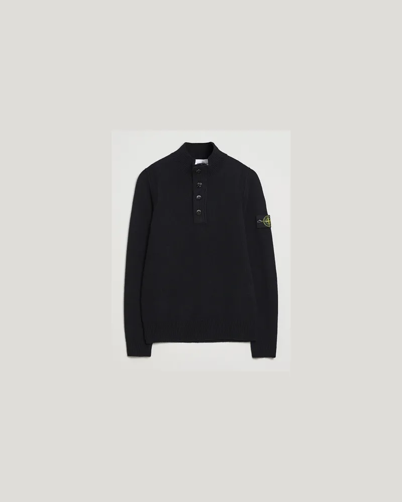 Stone Island Knitted Lambswool Half Button Zip Black Schwarz