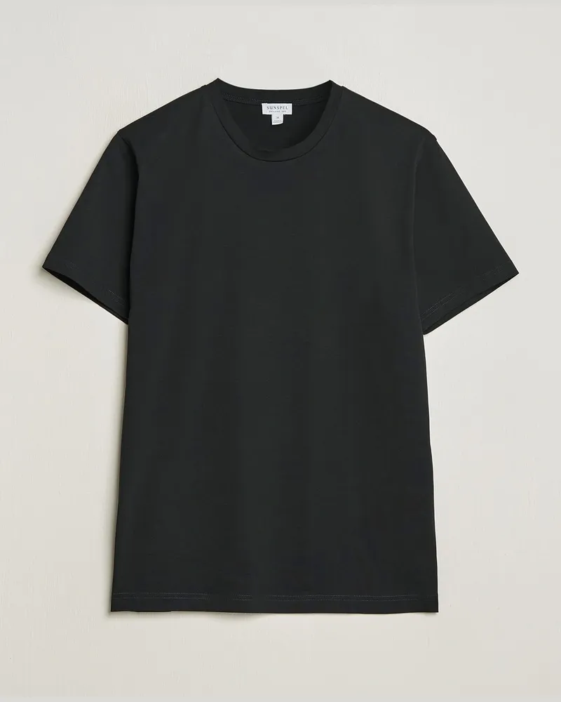 Sunspel Riviera Midweight T-Shirt Black Schwarz