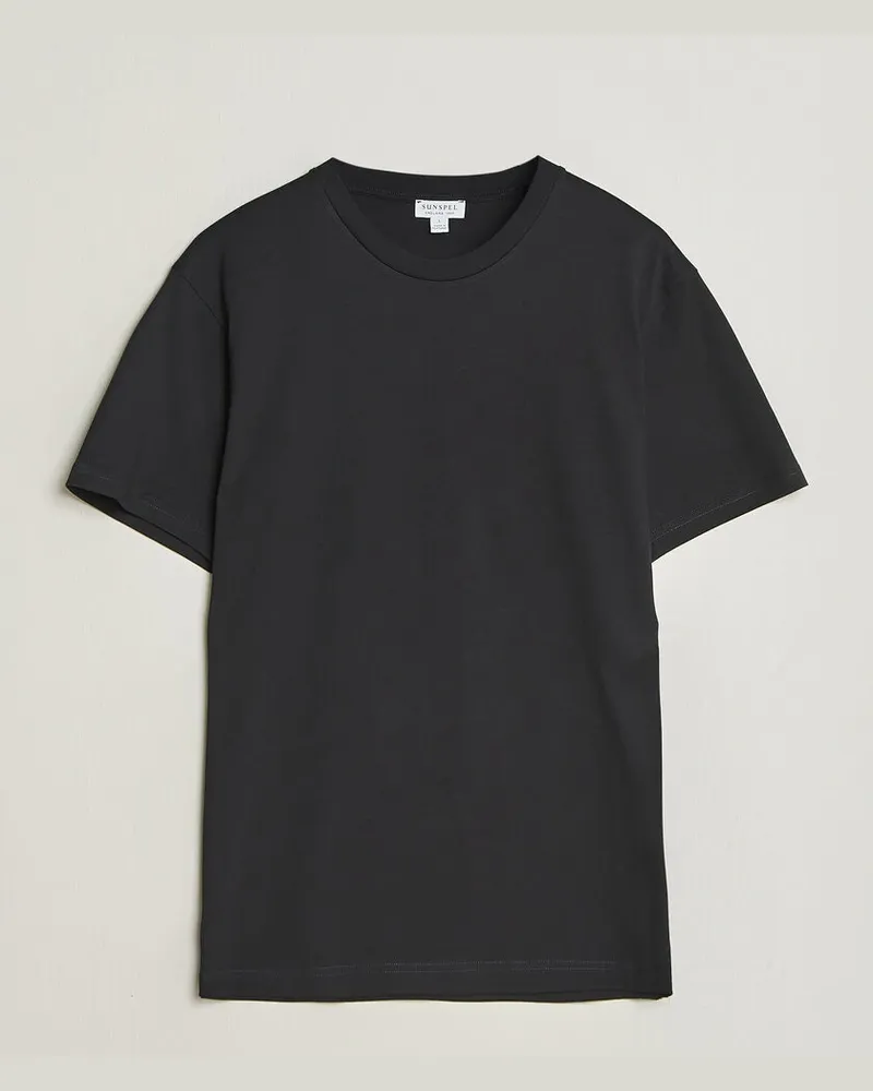 Sunspel Riviera Midweight T-Shirt Black Schwarz