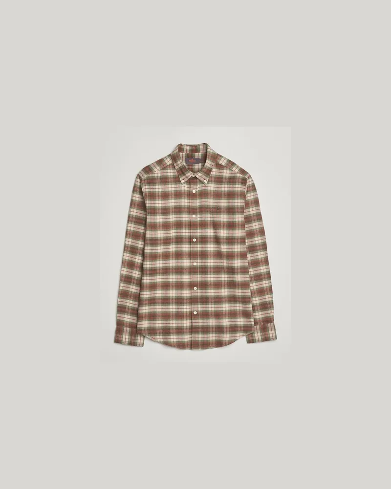 Morris Flannel Check Shirt Olive Grün