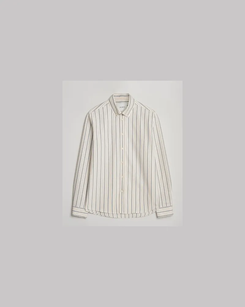 LES DEUX Konrad Striped Oxford Shirt Light Ivory Weiß