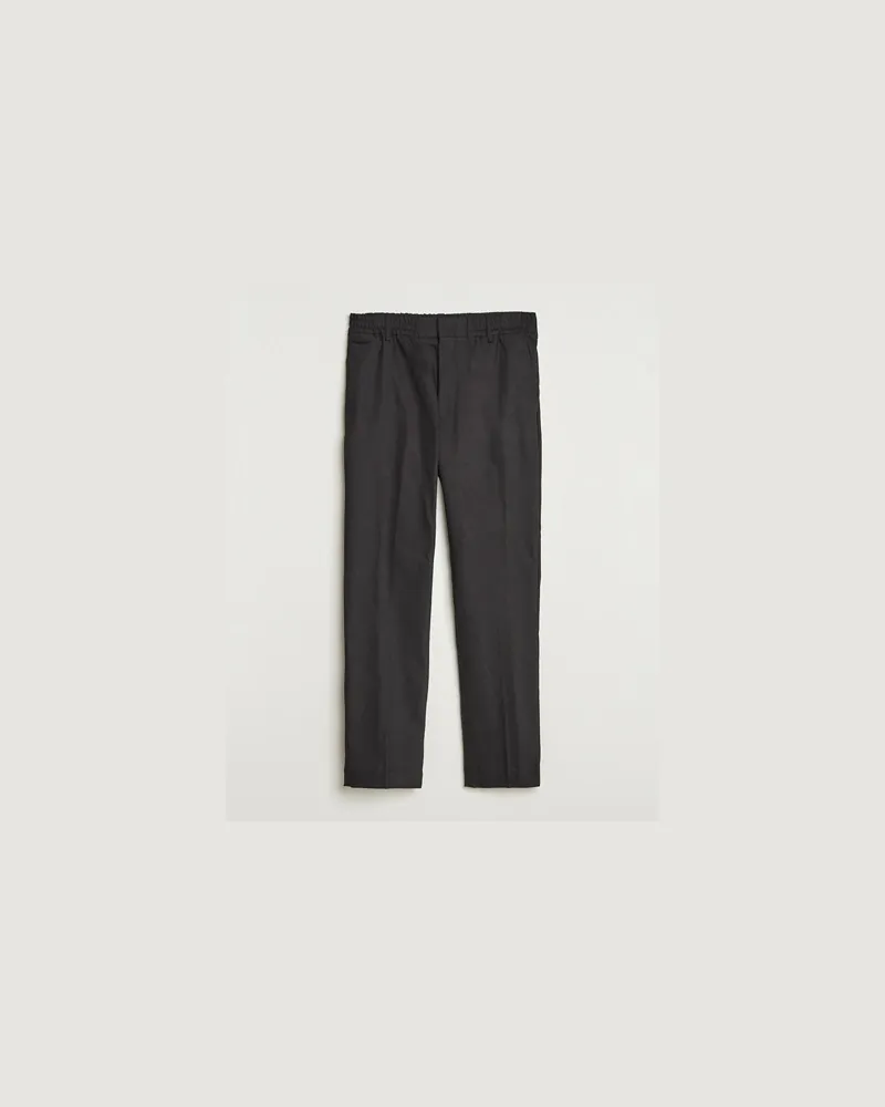 NN 07 Baker Cotton Drawstring Trousers Black Schwarz