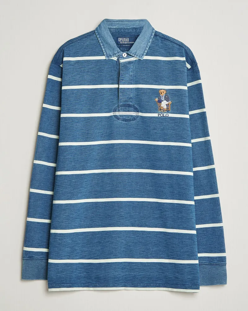 Ralph Lauren Striped Indigo Rugby Newport Bear Blau