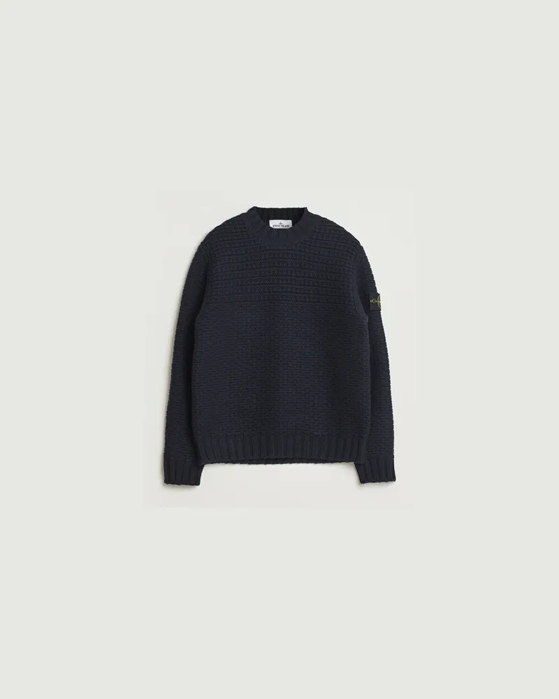 Stone Island Mixed Stiches Wool Knitted Crew Neck Navy Blau
